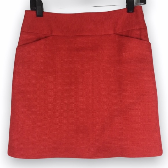 Red Ann Taylor LOFT 100% Cotton Skirt Size 0 - Picture 1 of 7